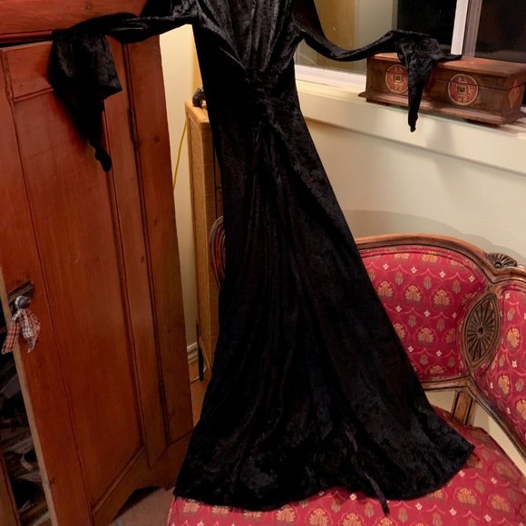 Dress, Maxi, black, velvet, size small/medium (US 6-8). - Picture 8 of 11